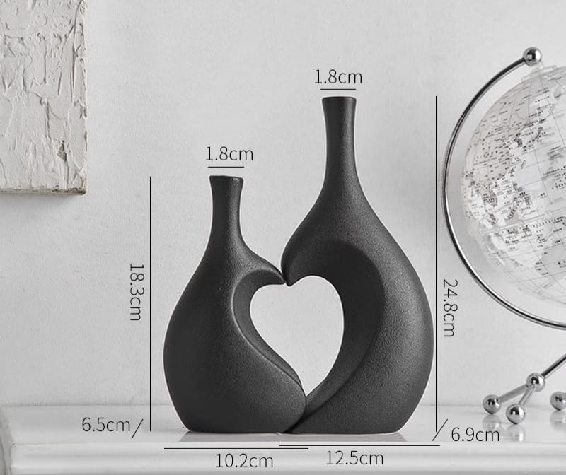 Ceramic flower vase plant pot heart shaped (Set of 2)
