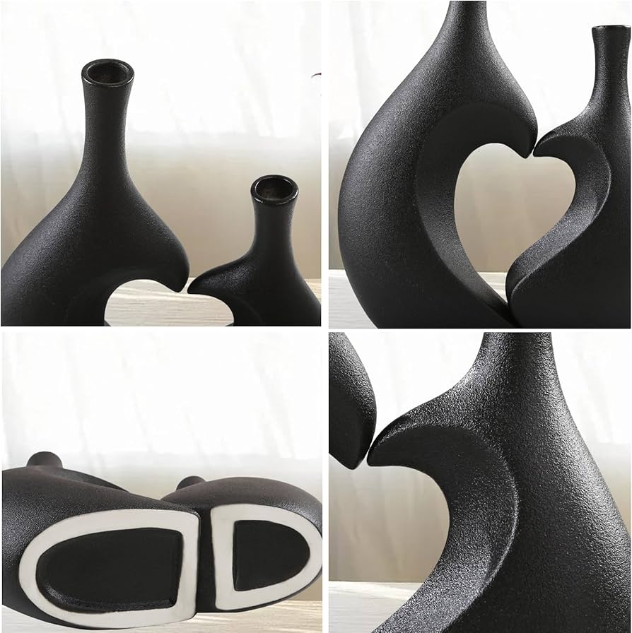 Ceramic flower vase plant pot heart shaped (Set of 2)