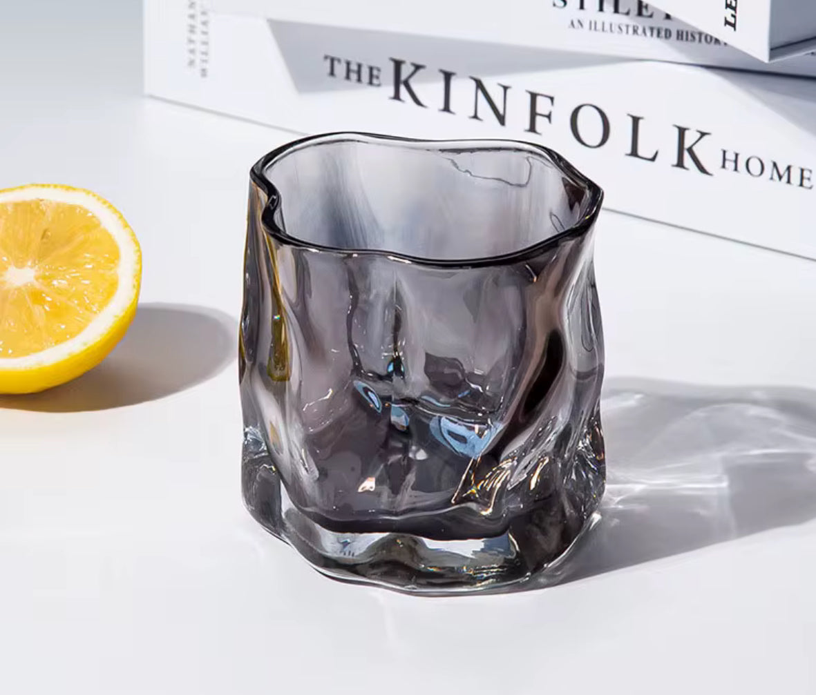 Irregular surface beverage glasses unique design (set of 6)