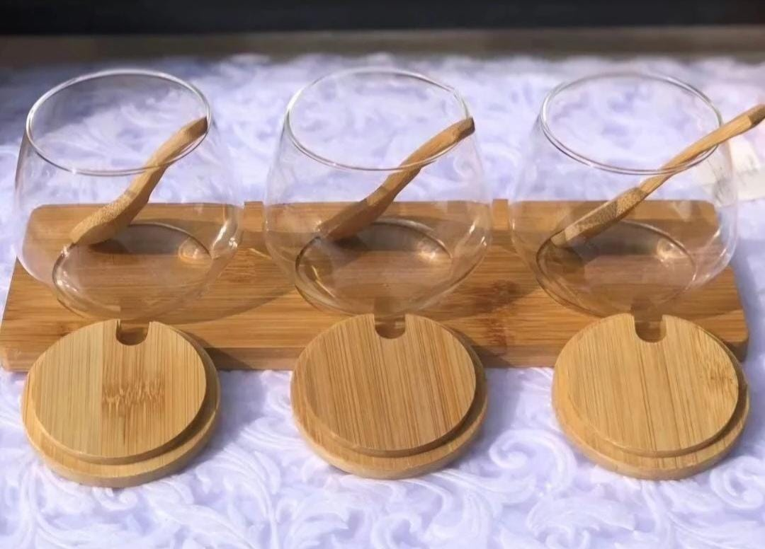 Spice jars + stand + spoons set of 3 (small)