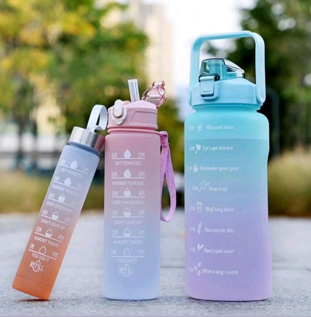 Motivational water bottle set of 3
