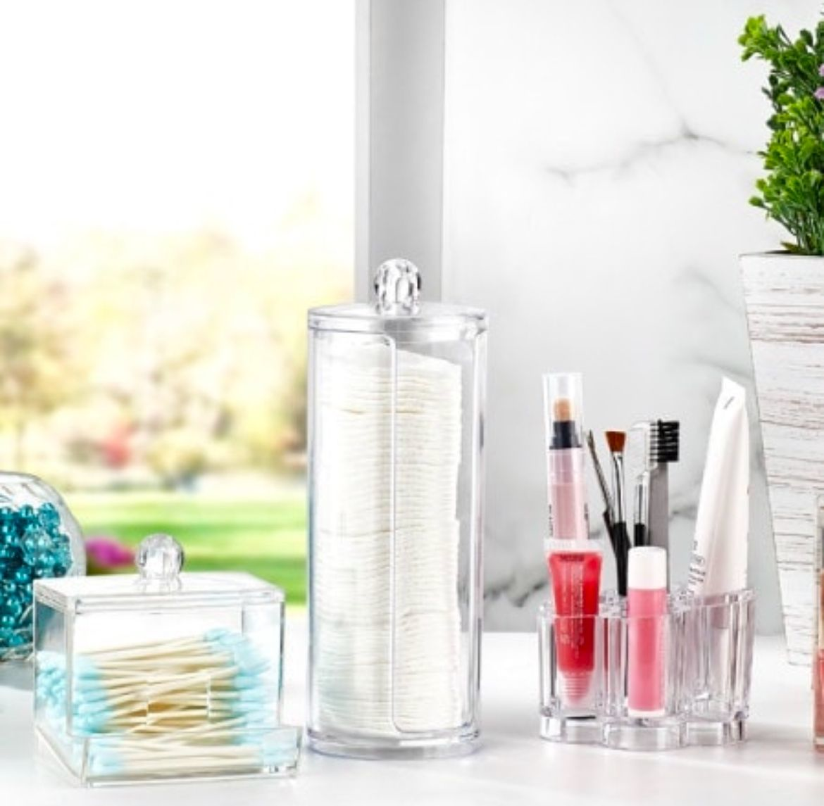 Makeup and cotton organizer set of 3