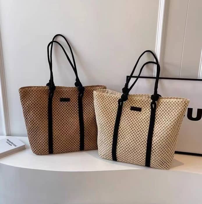 Summer beach straw bag with handle 47*38cm
