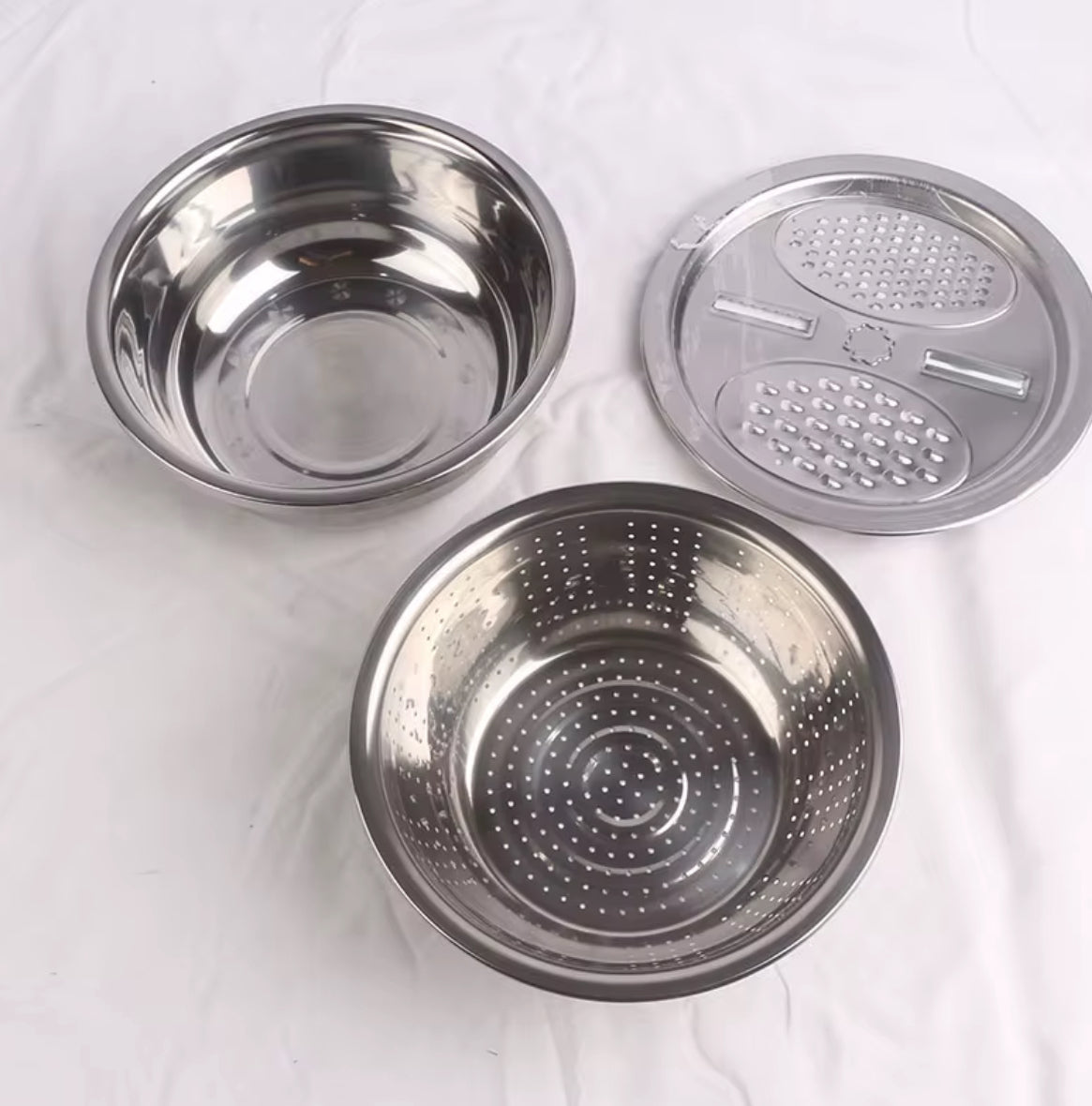 Stainless steel vegetable cutter with drain basket washing bowl 3 in 1