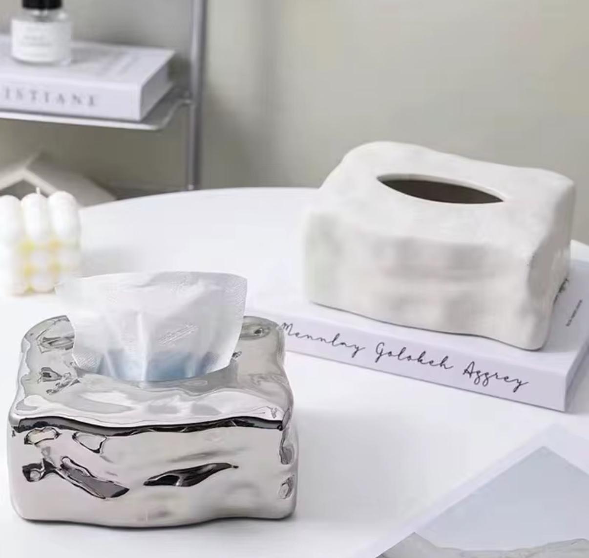 Ice shaped ceramic tissue box creative modern design 20*14*9 cm