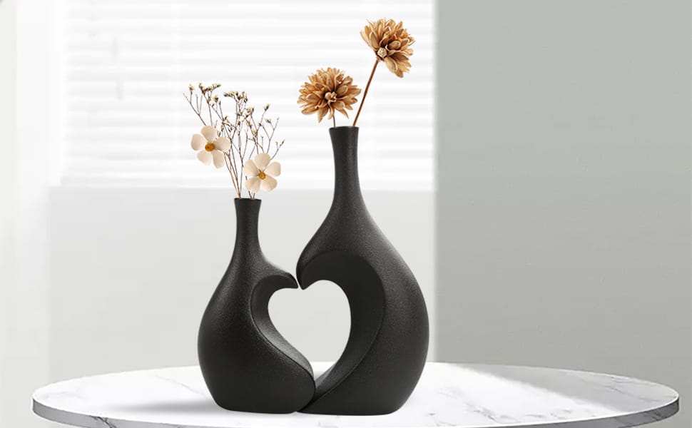 Ceramic flower vase plant pot heart shaped (Set of 2)