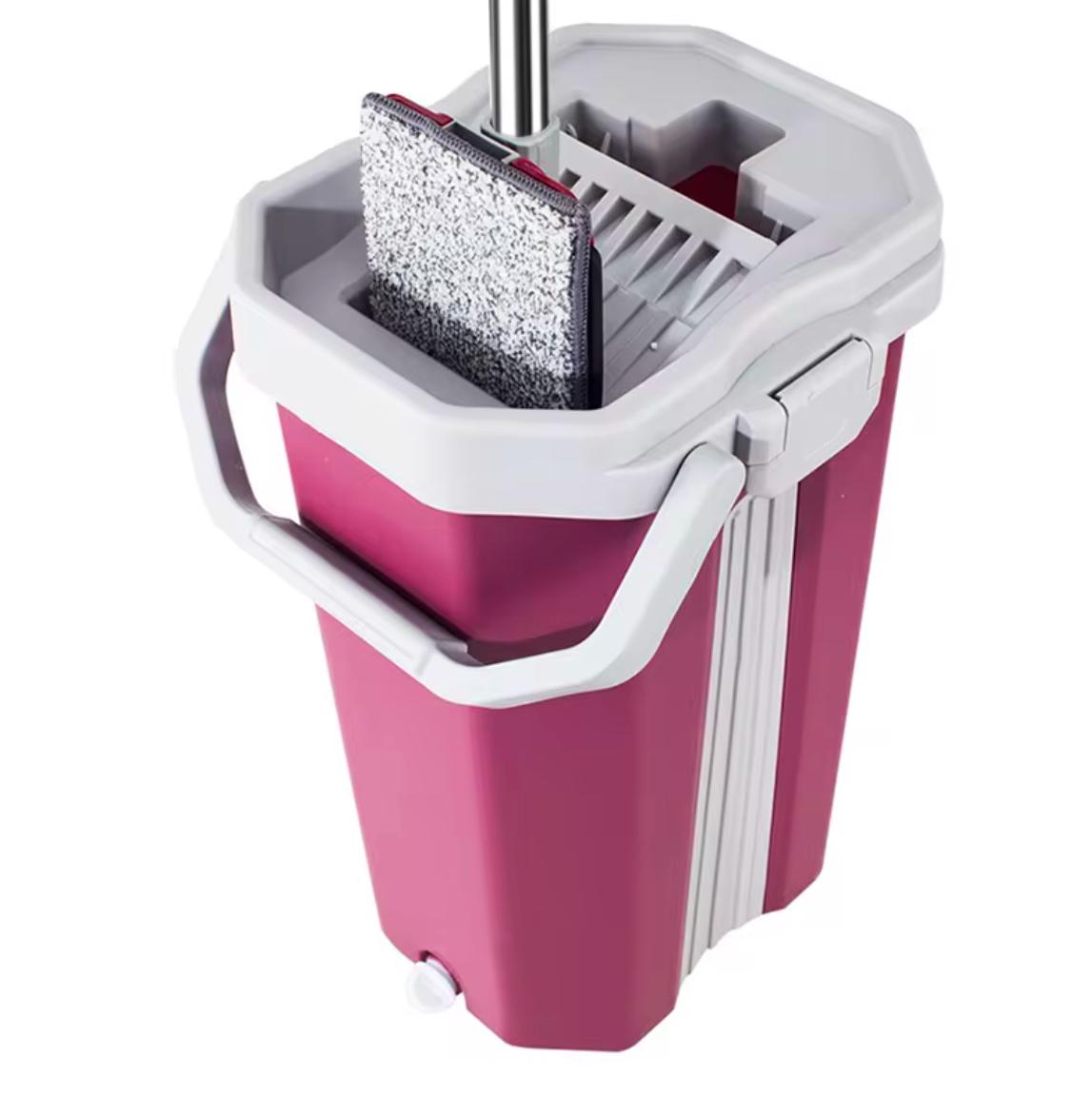 Wet and dry stainless steel pole mop set with bucket