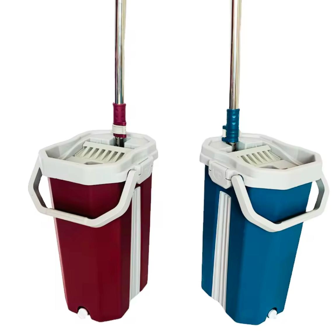 Wet and dry stainless steel pole mop set with bucket