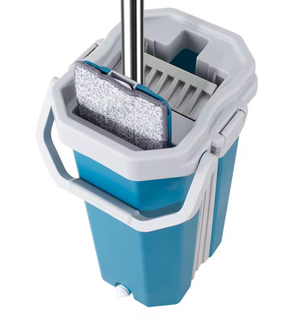 Wet and dry stainless steel pole mop set with bucket