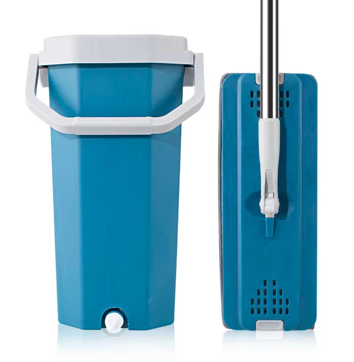 Wet and dry stainless steel pole mop set with bucket