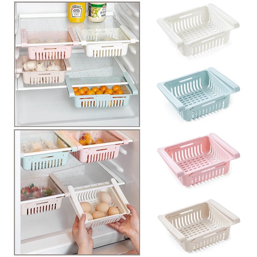 Adjustable plastic refrigerator storage box