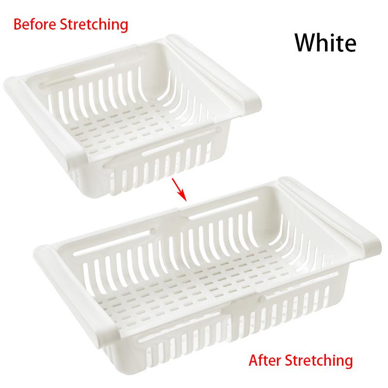 Adjustable plastic refrigerator storage box