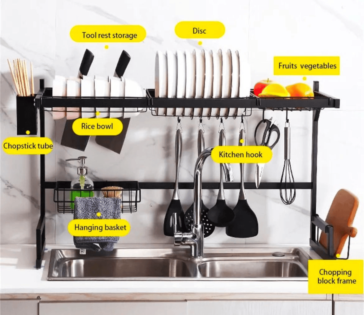 Stainless steel over-sink draining rack