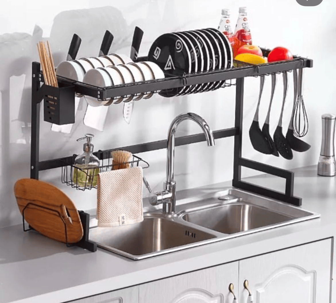 Stainless steel over-sink draining rack