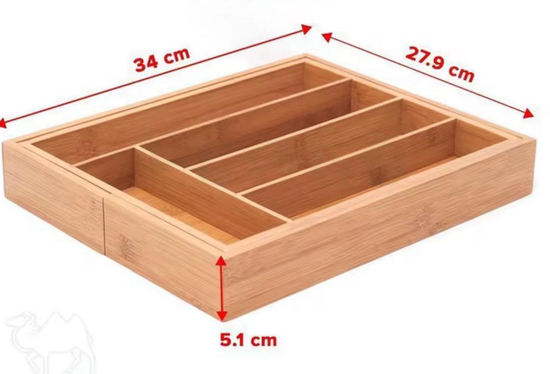 Bamboo expandable cutlery tray drawer organizer