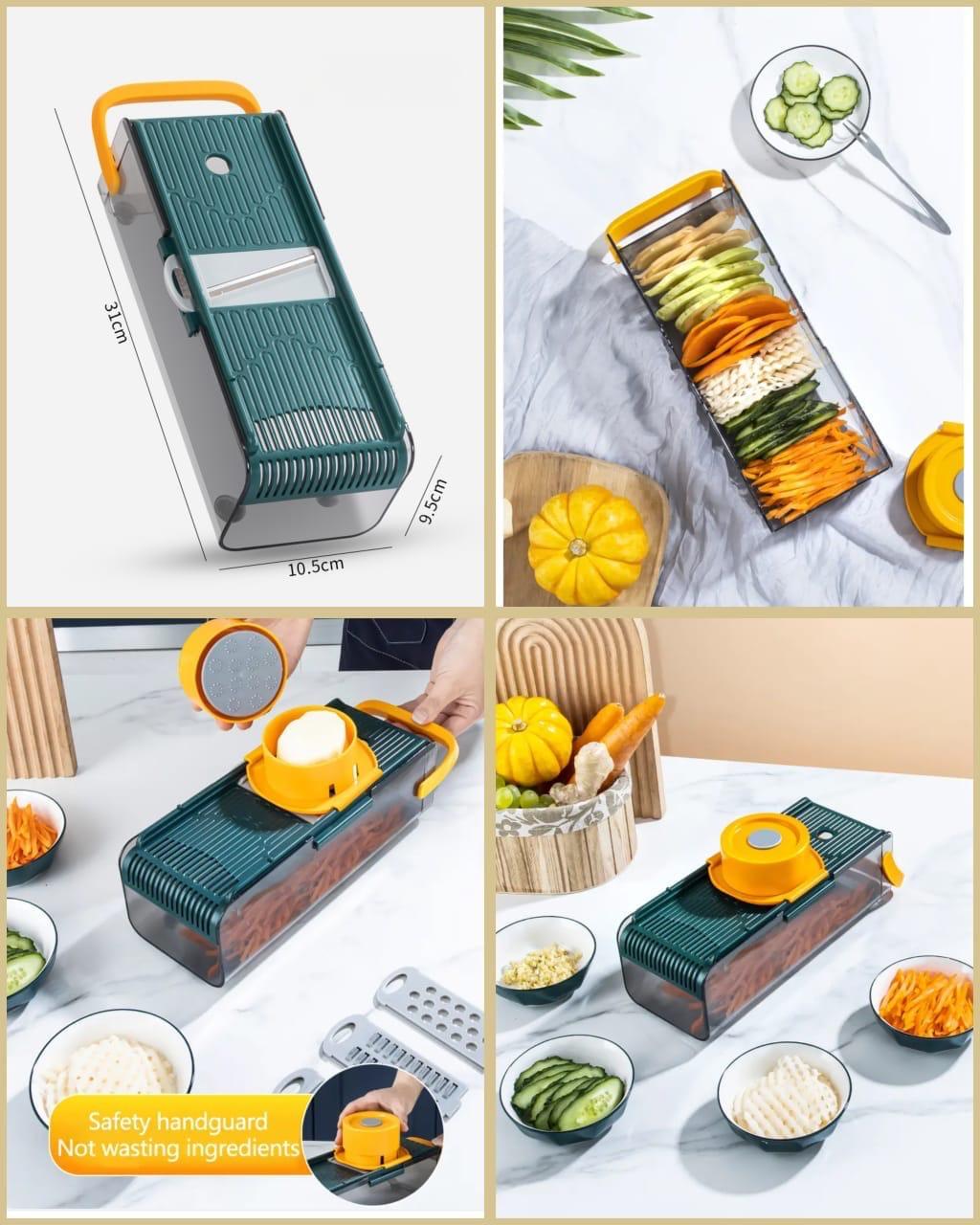 Multifunctional fruit and vegetable slicer with hand guard