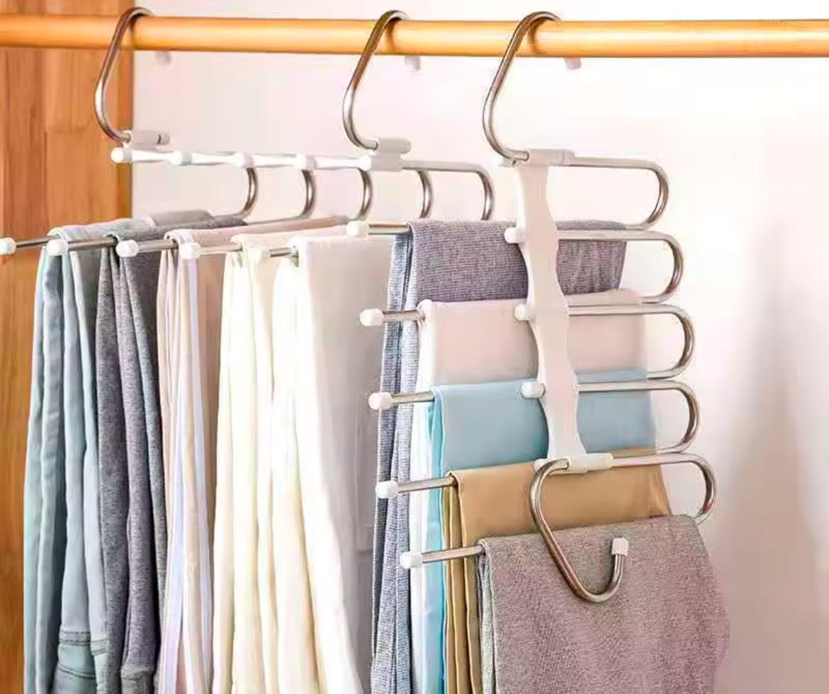 Stainless steel 5 in 1 foldable space saving clothes hanger