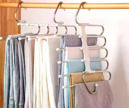 Stainless steel 5 in 1 foldable space saving clothes hanger