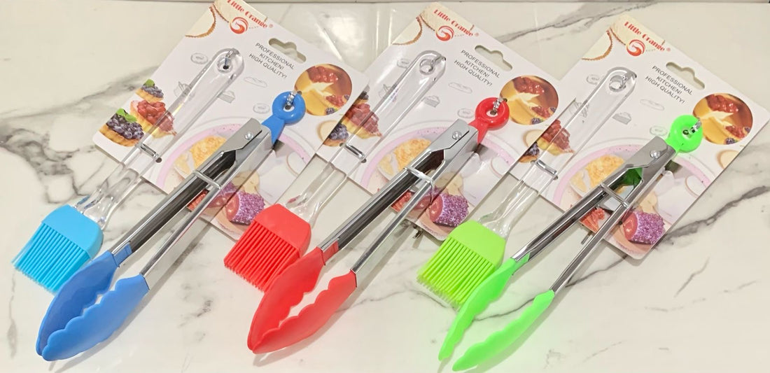 Non stick silicone food clip and brush set
