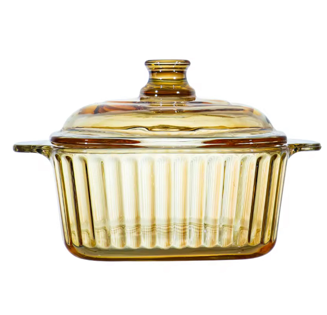 Heat resistant high borosilicate small cooking glass pot 1L