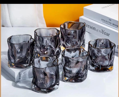 Irregular surface beverage glasses unique design (set of 6)