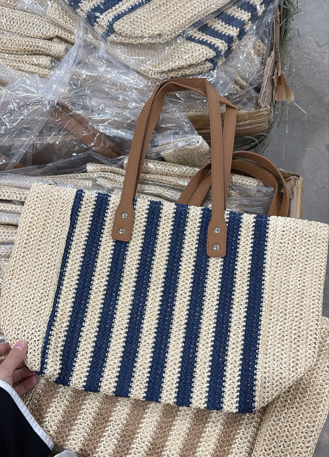 Summer beach straw bag with handle 44*28cm