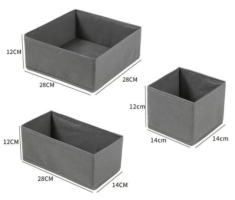 Fabric foldable storage organizer set of 3 (14*14*12cm / 28*14*12cm / 28*28*12cm)