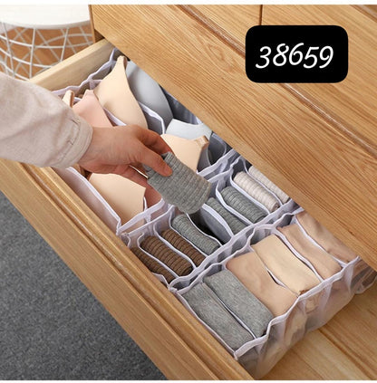 White rectangular mesh fabric folding storage bin 35*15*12cm set of 3