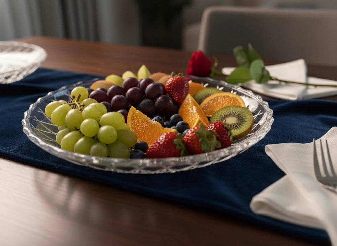 Round transparent crystal glass plate suitable for fruits and desserts (diameter 28cm)