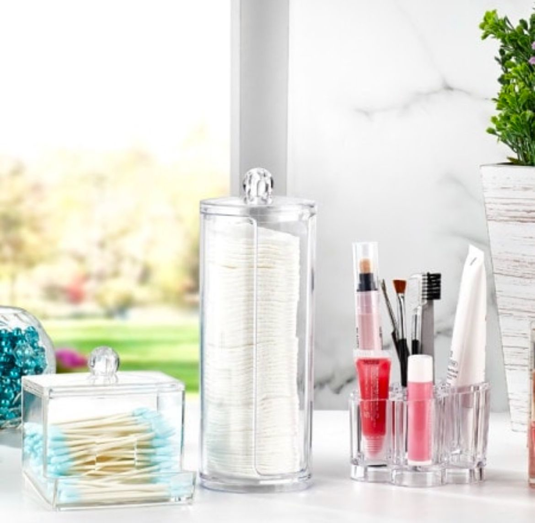 Makeup and cotton organizer set of 3