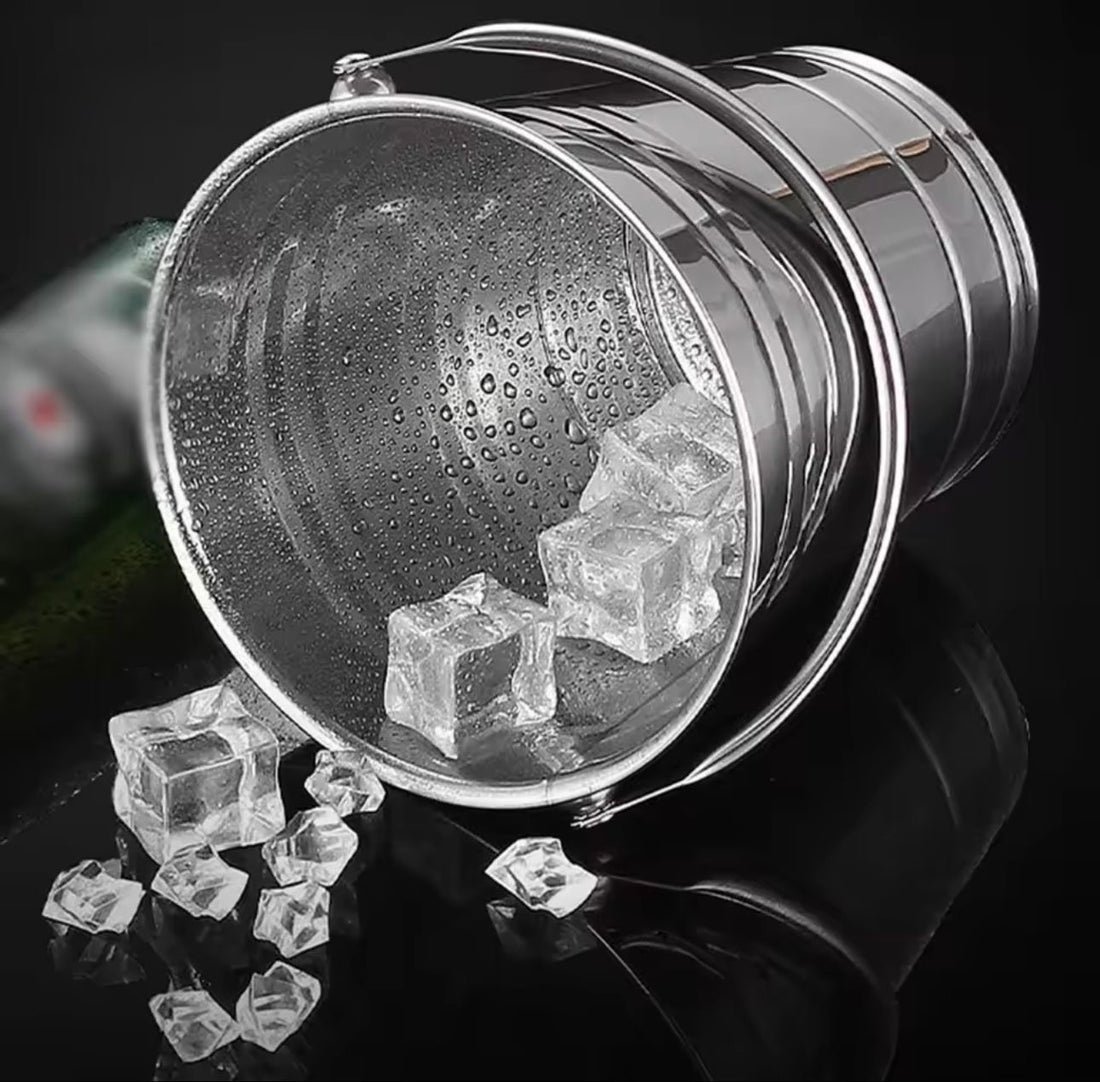 Stainless steel ice cooler bucket with handle