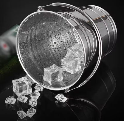 Stainless steel ice cooler bucket with handle