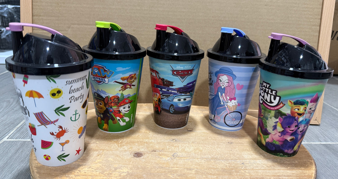 Kids character plastic cup with lid
