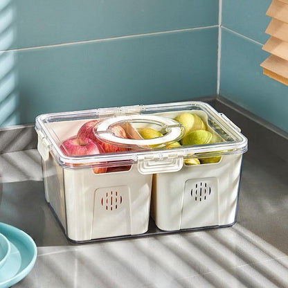 Refrigerator storage box with lid and 2 compartment 24*17*14.5cm