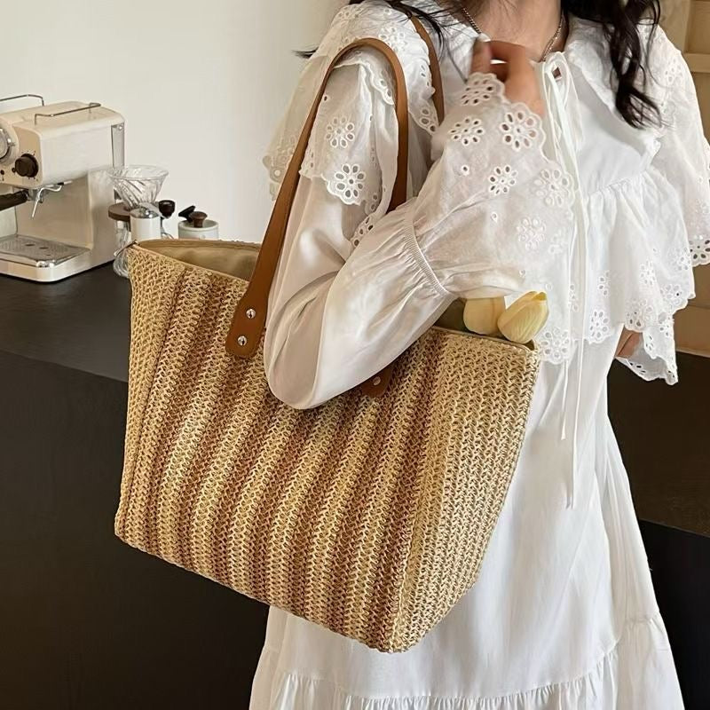Summer beach straw bag with handle 44*28cm