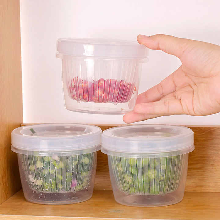 Double layer plastic drain sealed storage container 8.5*11cm