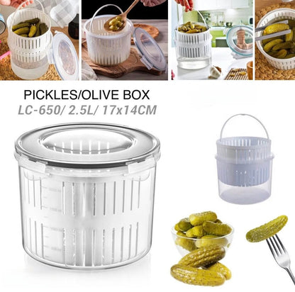Airtight pickle/olive container with strainer and lid lock 2.5 L