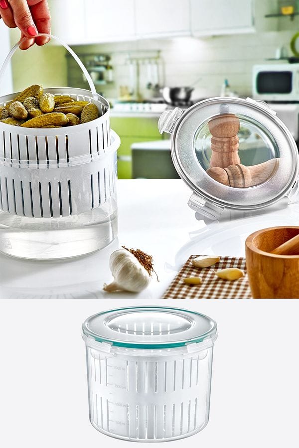 Airtight pickle/olive container with strainer and lid lock 2.5 L
