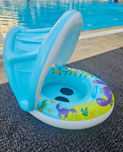 Baby swimming inflatable ring with sun protection