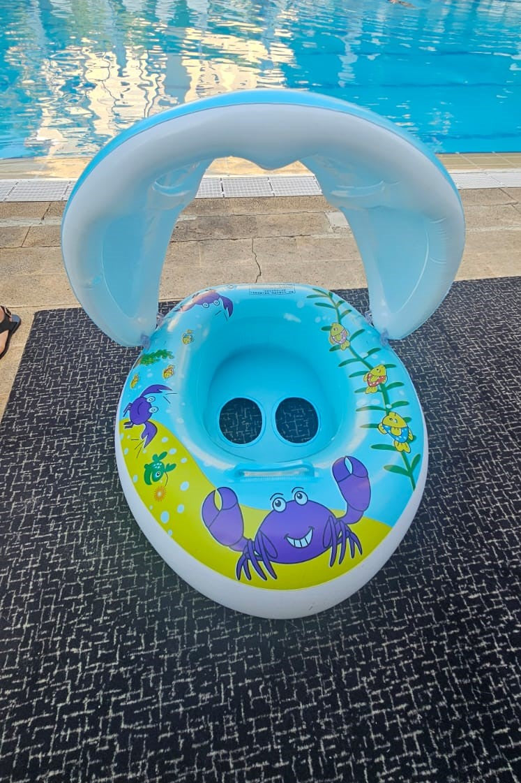 Baby swimming inflatable ring with sun protection