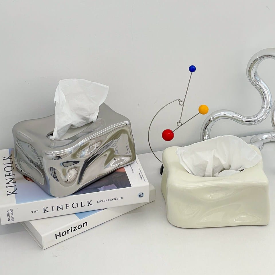 Ice shaped ceramic tissue box creative modern design 20*14*9 cm