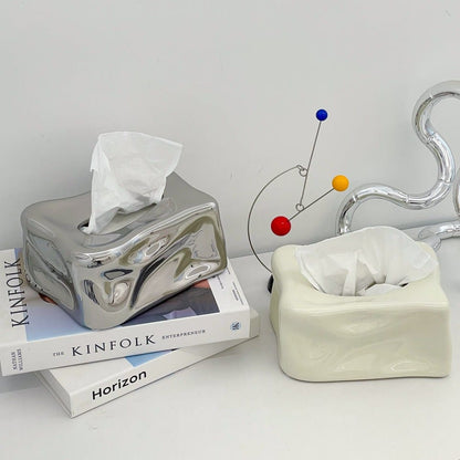 Ice shaped ceramic tissue box creative modern design 20*14*9 cm