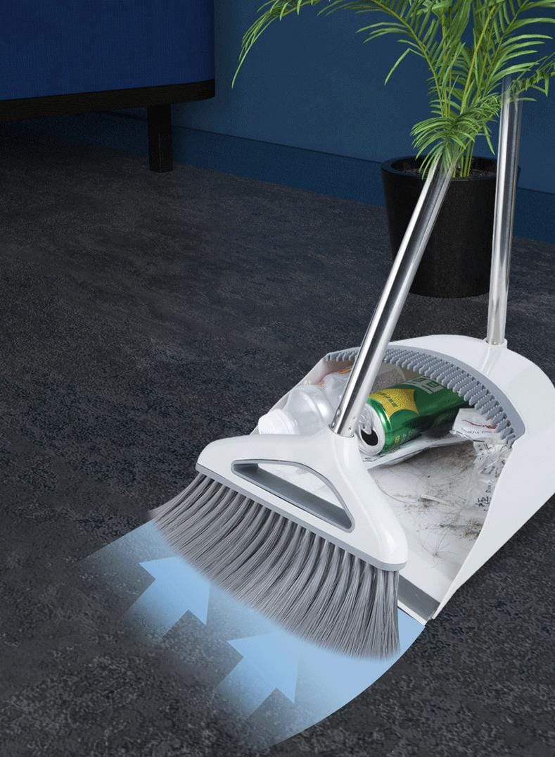 Dustpan set with long handle and soft brush