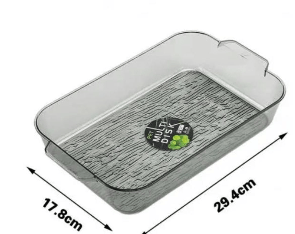 Rectangular plastic tray