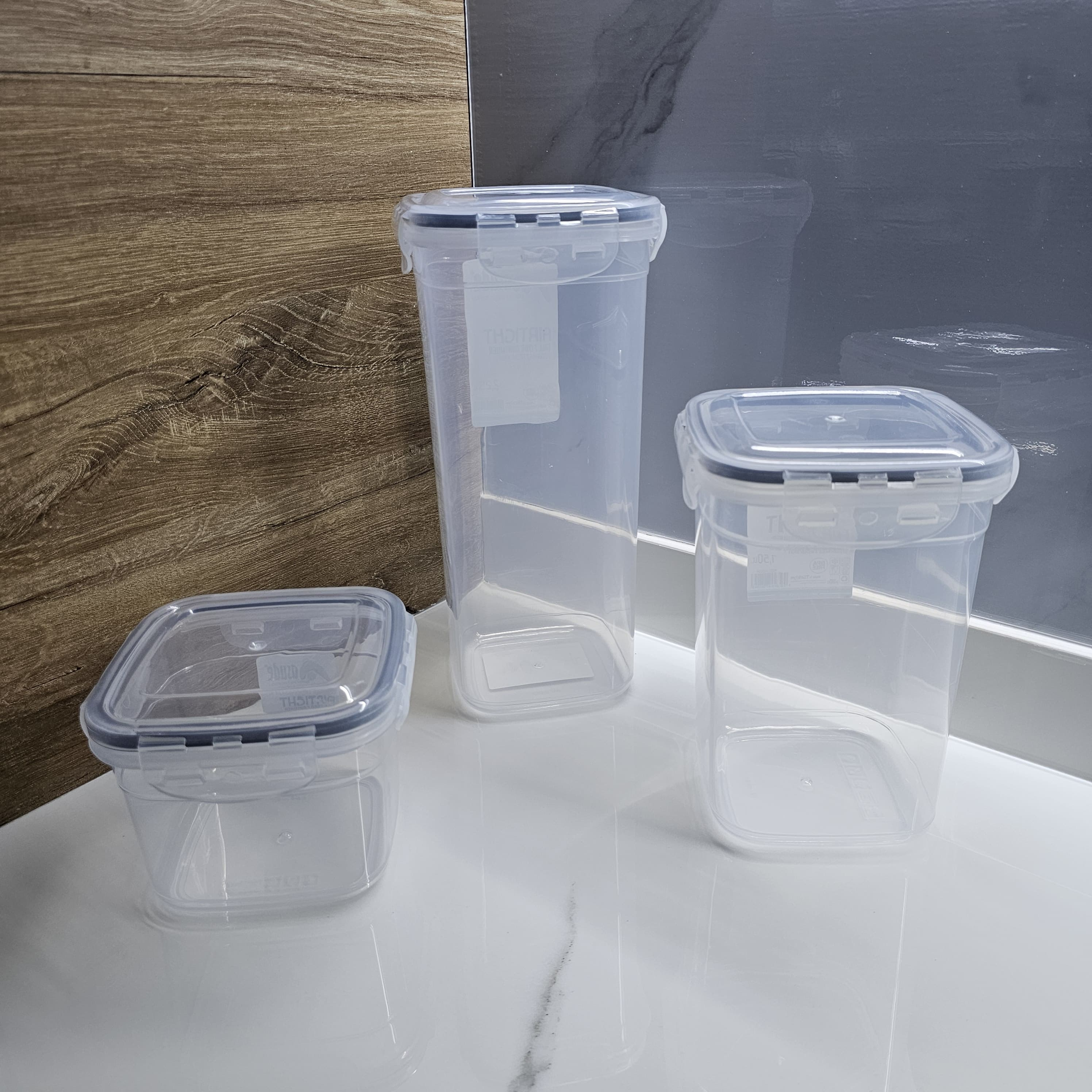 Plastic tall food storage set of 3 (0.75L / 1.25L/2.25L)