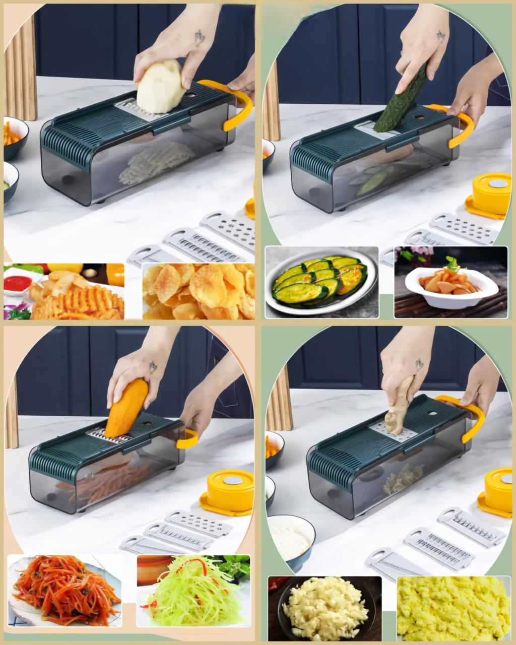 Multifunctional fruit and vegetable slicer with hand guard