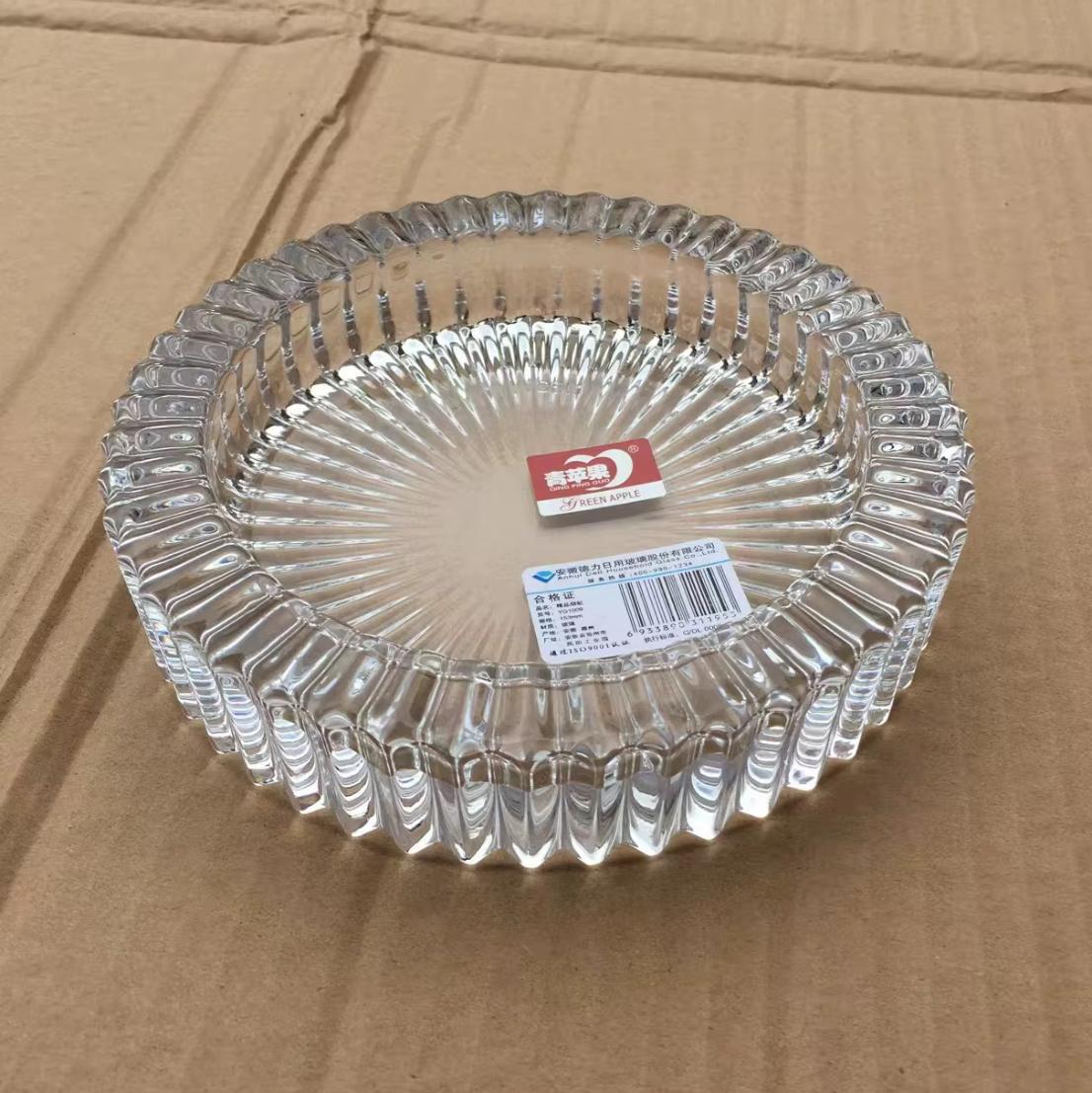 Round crystal glass ashtray 14 cm