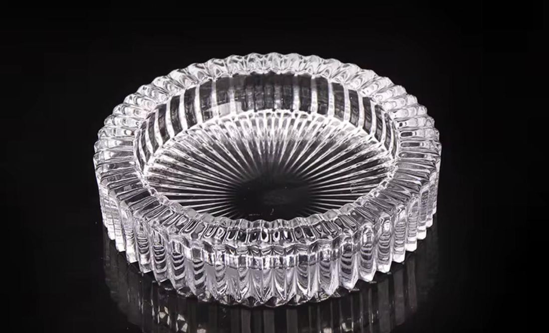 Round crystal glass ashtray 14 cm