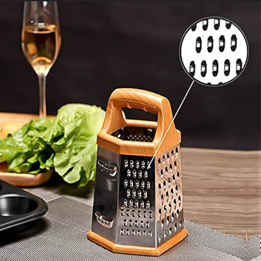 6 Sided stainless steel grater and slicer