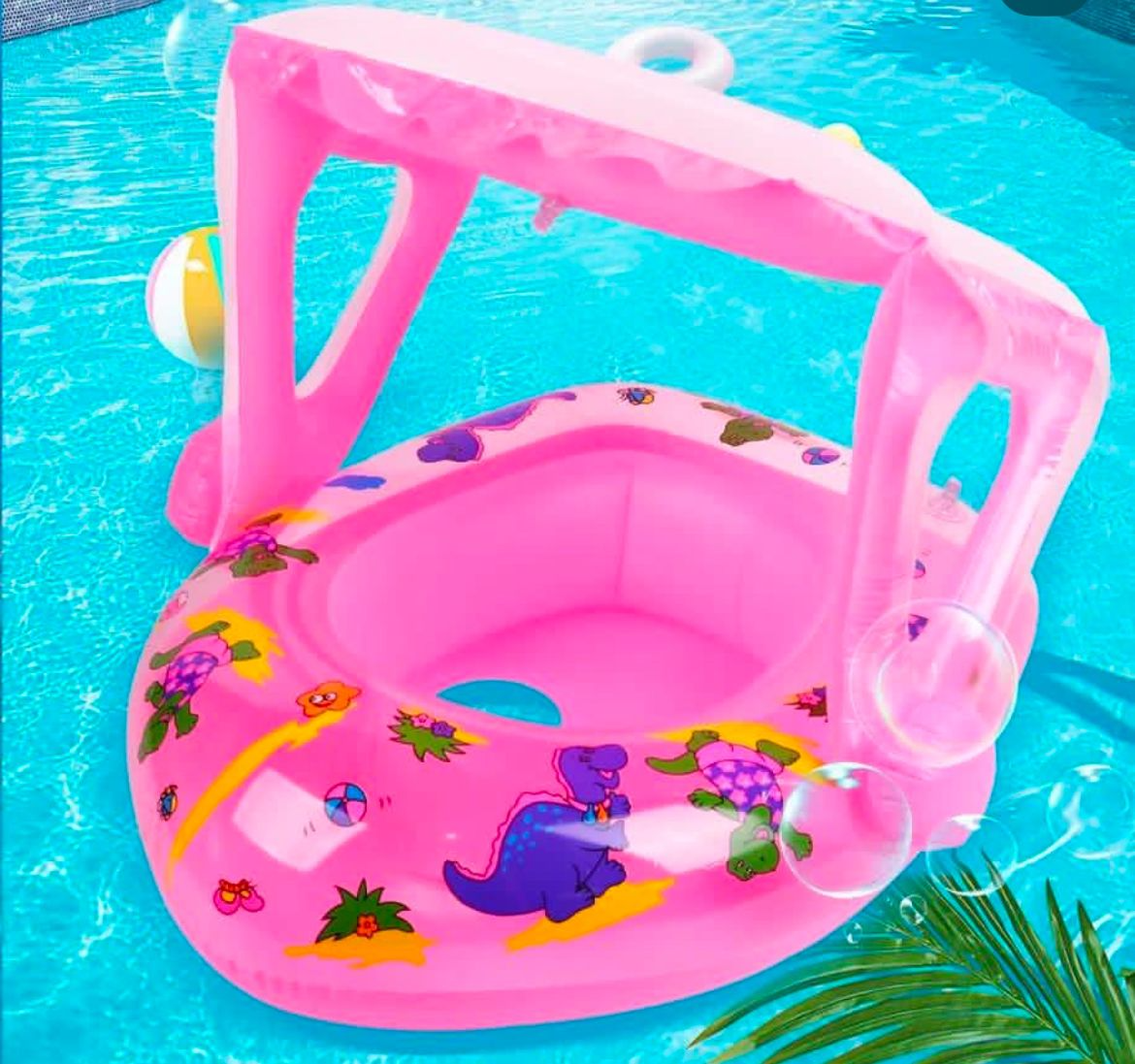 Baby swimming inflatable ring with sun protection